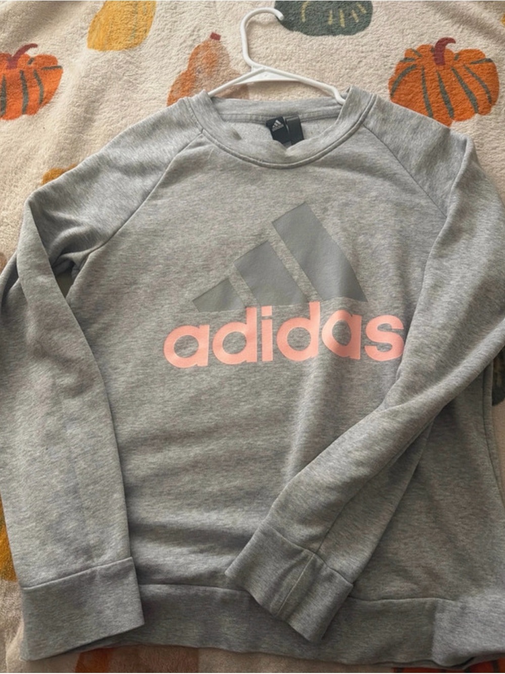 adidas Gray Sweatshirt with Pink Logo